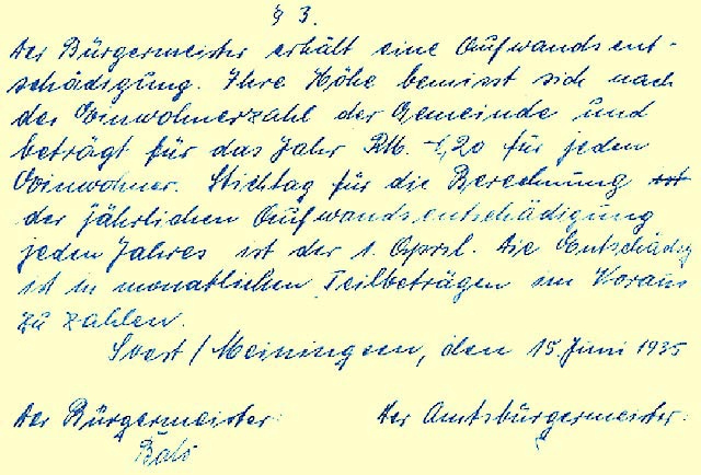 § 3 der Gemeindesatzung 1935